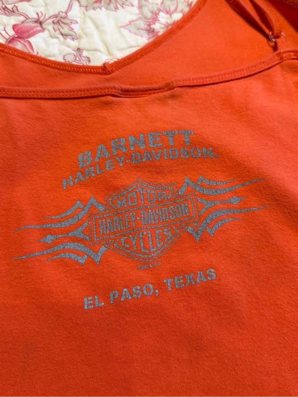 Y2K 2000s Adorable Harley-Davidson Orange Logo Spaghetti-Strap Camisole - Picture 5 of 9